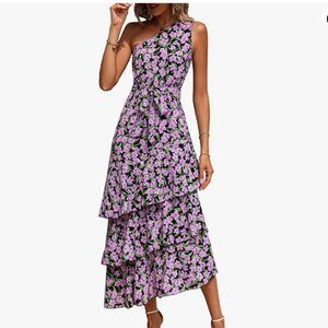 PRETTYGARDEN Floral One Shoulder Dress